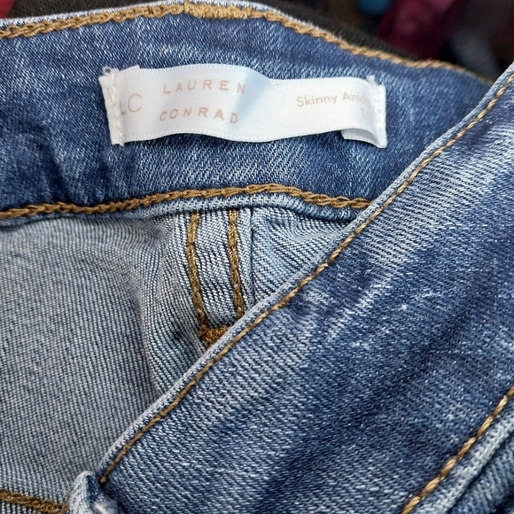 LC Lauren Conrad Women's Blue Distressed Skinny Ankle Jeans - Picture 14 of 14